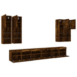 7 Piece TV Wall Cabinet Set with LED Lights Smoked Oak 3216782