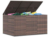 Garden Cushion Box PE Rattan 145x100x103 cm Brown 317230