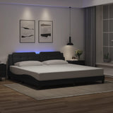 Bed Frame with LED without Mattress "Zadar" Black 200x200 cm 3214131