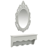 ZNTS Wall Shelf Set for Keys&Jewelery with Mirror and Hooks Grey 323973