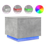 Coffee Table with LED Lights Concrete Grey 50x50x40 cm 839871