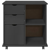 Rolling Cabinet Grey 63.5 x 39 x 65.5 cm Solid Pine Wood 42028382