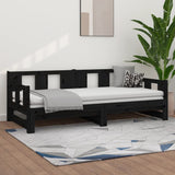 Pull-out Day Bed without Mattress Black Solid Wood Pine 2x cm 820296