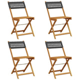 Garden Chair Set of 4 Black PE rattan, Solid acacia wood Medium 3214592