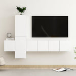 5 Piece TV Cabinet Set White Engineered Wood 3078653