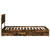 Storage Bed with Drawer Smoked Oak 100 x 200 cm Engineered Wood 3410830