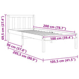 Bed Frame without Mattress Wax Brown 100x200 cm Solid Wood Pine 844807