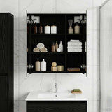 Bathroom Mirror Cabinet Black Oak 60 x 14.5 x 70 cm 889056