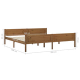 Bed Frame Honey Brown Solid Pine Wood, Plywood Double Bed Frame 322116