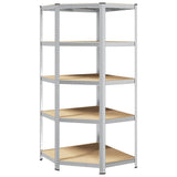 5-Layer Corner Shelf Silver Steel&Engineered Wood 4016963