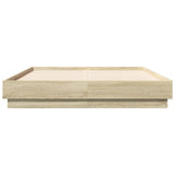 Bed Frame with LED without Mattress Sonoma Oak 120x190 cm Small Double 3209823