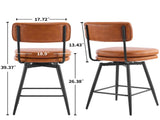2 Pcs Brown PU Swivel Bar Stools with Removable Backrest & Double-Layer Seat, Metal Legs 89012247