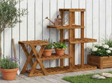 Plant Stand Natural 95 x 25 x 101.5 cm Solid Acacia Wood 903104