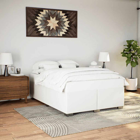 Bed Frame without Mattress White Full Faux Leather 3284580