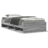 ZNTS Bed Frame without Mattress Grey Sonoma 75x190 cm Small Single Engineered Wood 3295714