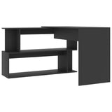 801100 Corner Desk Grey 200x50x76 cm Engineered Wood