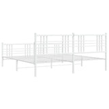 Metal Bed Frame without Mattress with Footboard White 183x213cm 376396