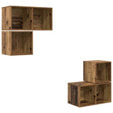 TV Cabinet Set Wall-mounted 4 pcs Old Wood Engineered Wood 3393288