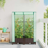 Raised Bed with Greenhouse Cover Rattan Look 80x40x123 cm 4015796