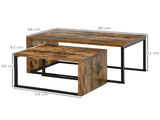 Coffee Tables Set of 2, Industrial Nest of Tables with Metal Frame for Living Room Bedroom, Rustic T3398P343241