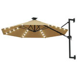Wall-mounted Garden Parasol with LEDs 300 cm Taupe 312525