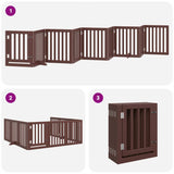 Dog Gate with Door Foldable 9 Panels Brown 450 cm Poplar Wood 3155659
