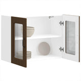 Kitchen Wall Cabinet with Glass Door Kalmar Brown Oak Engineered Wood 853614