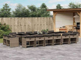 Garden Dining Set Grey Poly Rattan 16-seater Foldable 3211244