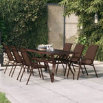 Garden Table Brown and Black 180x80x70 cm Steel and Glass 318773