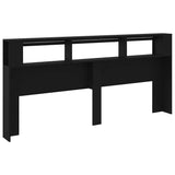 LED Headboard Black 220x18,5x103,5 cm Engineered Wood 837373