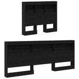 Storage Headboard with Shelf Black Oak 100 cm Engineered Wood 3335462