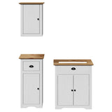3 Piece Bathroom Furniture Set BODO White and Brown Solid Wood Pine 3307648