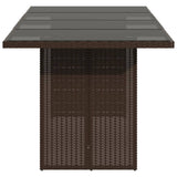 Garden Table with Glass Top Brown 190x80x74 cm Poly Rattan 365305