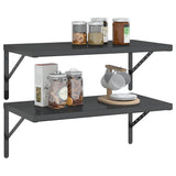 Wall Shelves 2 pcs 75x40 cm Black Stainless Steel 30290