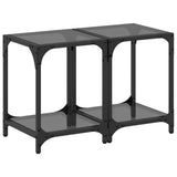 Coffee Tables with Black Glass Top 2 pcs 30x30x40 cm Steel 845957
