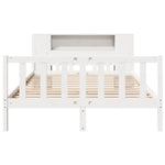ZNTS Bookcase Bed without Mattress White 150x200 cm King Size Solid Wood Pine 3322089