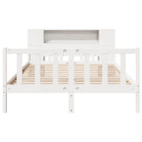 ZNTS Bookcase Bed without Mattress White 150x200 cm King Size Solid Wood Pine 3322089