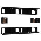 6 Piece TV Cabinet Set Black Engineered Wood 3114367