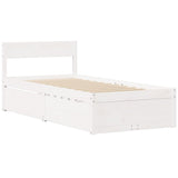 Bed with Drawers and Mattress White 90x190 cm Single Solid Wood Pine 3281920