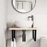 Basin Shelf Wall Mounted Steel and Solid Wood Beech 3302503