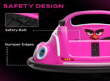 Angry Bird Licensed Waltzer Car, 12V Kids Bumper Car w/ Joysticks, Remote, Music LED Lights, Pink T3398P378939