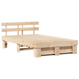 Bed Frame with Headboard Brown 135 x 190 cm Solid Pine Wood 3382283