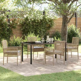 Garden Dining Set with Cushion 5 pcs Beige Poly Rattan 3379887