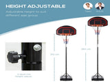 Basketball Hoop Stand Portable Adjustable Height 2.1-2.6m w/ Wheels, Sturdy Rim Stable Base, Black T3398P349112