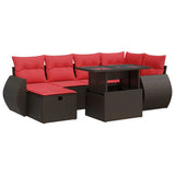 7 Piece Garden Sofa Set with Cushions Brown Poly Rattan 3327904