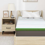 Mattress Topper White and Green 70 x 200 x 6 cm Jaquard Fabric 4106143