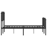 ZNTS Metal Bed Frame with Headboard and Footboard Black 120x190 cm Small Double 373902