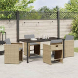 Garden Dining Set with Cushion 5 pcs Beige Poly Rattan 3379998