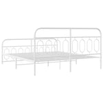 Metal Bed Frame without Mattress with Footboard White 183x213cm 377189