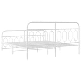 Metal Bed Frame without Mattress with Footboard White 183x213cm 377189